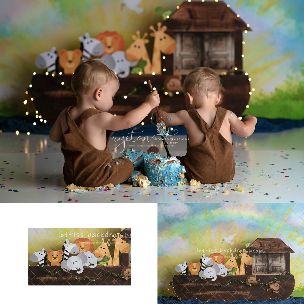 Photography Zoo - Noahs Ark Animals Zoo Backdrops Kids