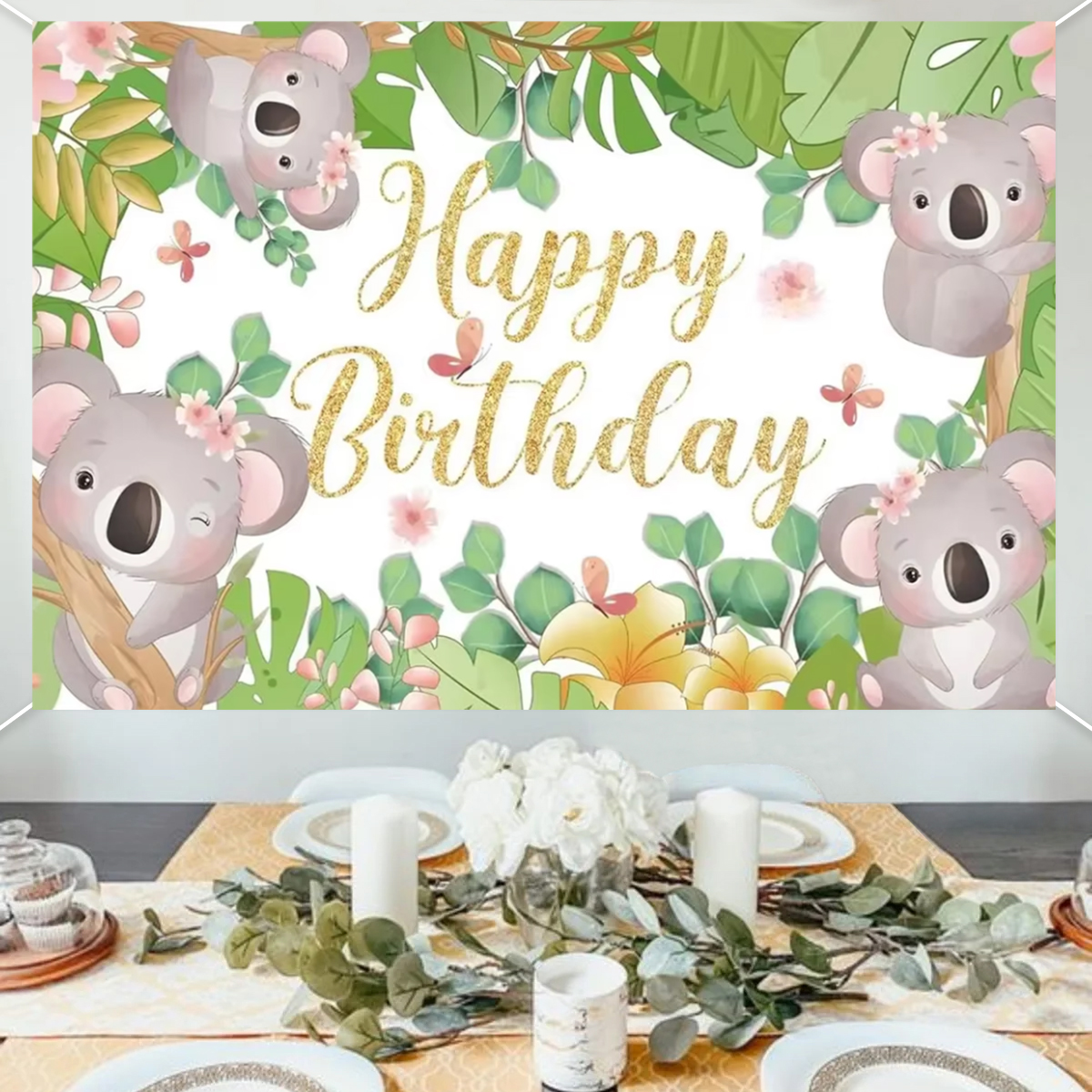 Cute Cartoon Koala Theme Birth - Photography Zoo 评论和价格